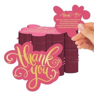 🆕 50pcs Matte Finish Double-Sided Thank You Cards with 3D Festive Designs